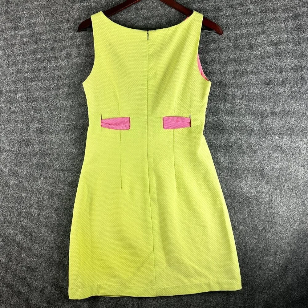 Steven Stolman Dress Womens 4 Neon Sleeveless Back Zip Ribbon Tie Lined Preppy - Picture 4 of 6